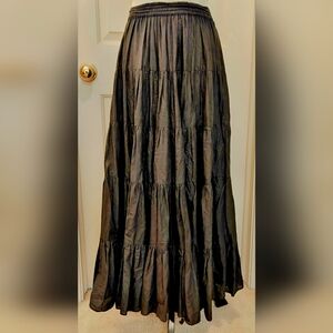 Calypso Christiane Celle Lourdes Black Tiered Parachute Maxi Skirt.